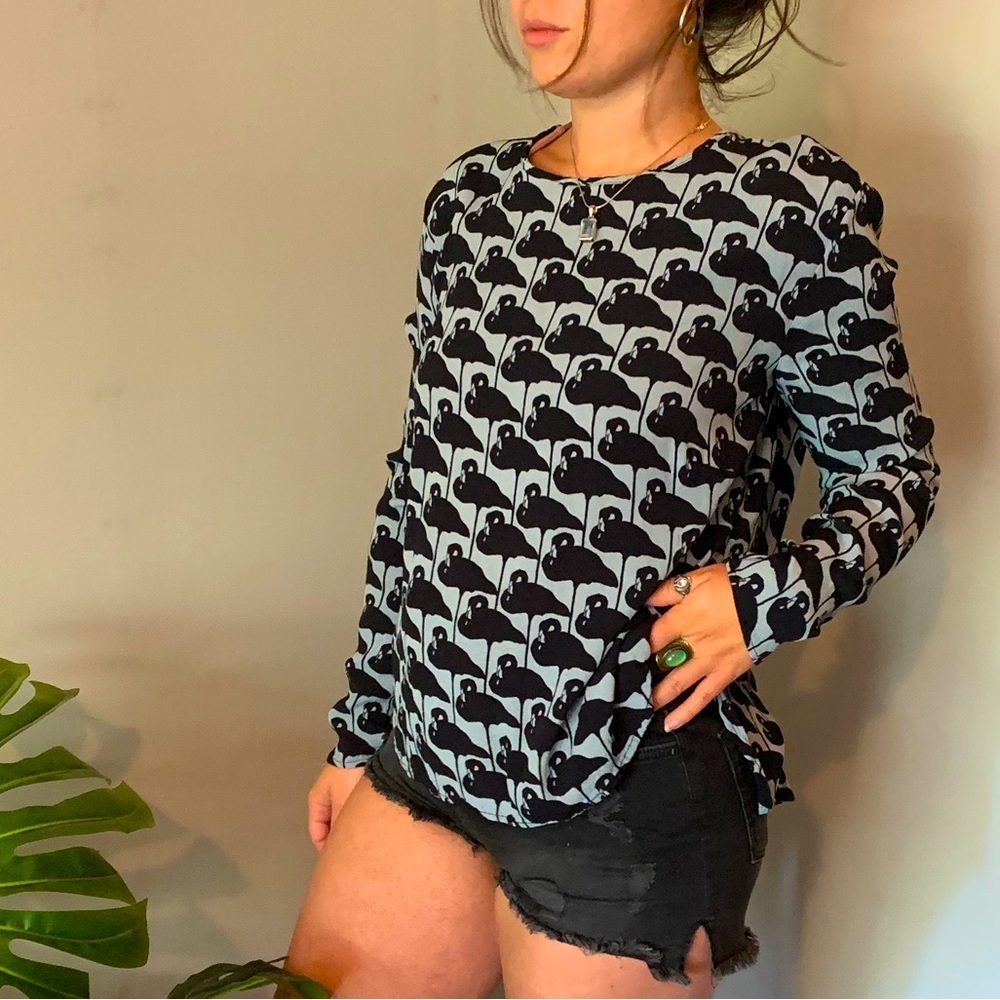H&M Long-Sleeve Flamingo Blouse